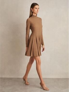 Reiss Camel Jersey Flippy Dress UK12/US8